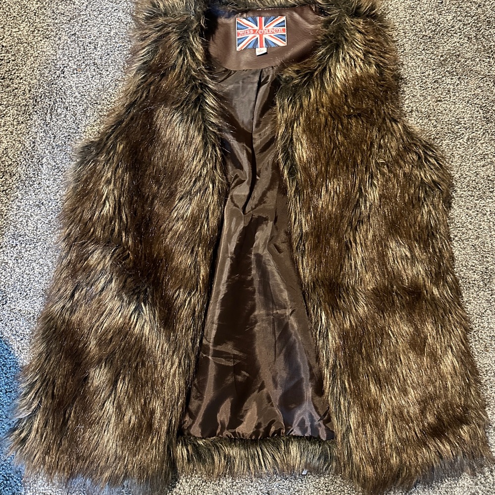Miss London Dark Faux Fur Vest